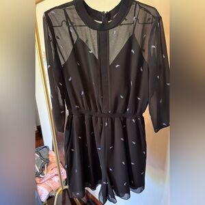 Maje Black Sheer Dress with Paisley Accents